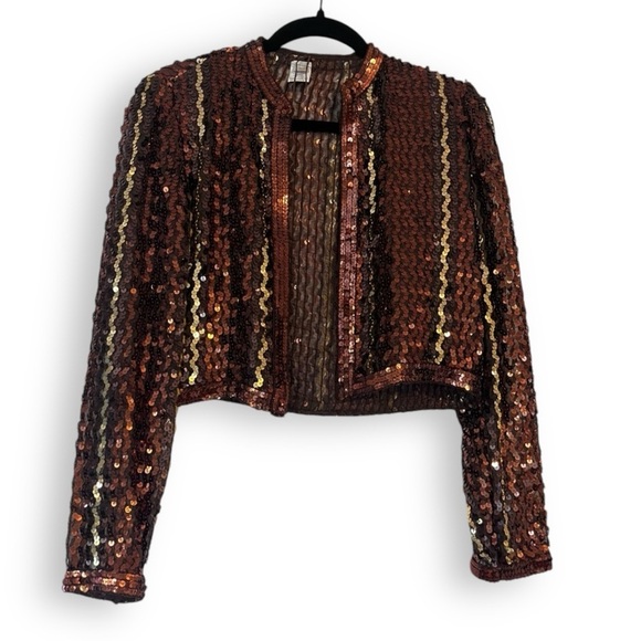 Free People Jackets & Blazers - Free People Vintage Saks Fifth Avenue 1970’s Copper Multi Tone Sequin Jacket